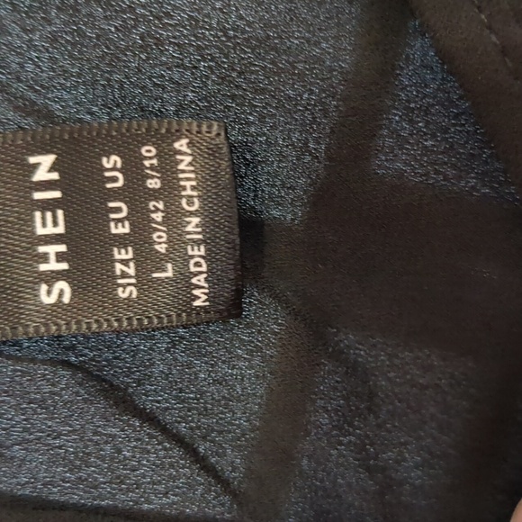 ❗$1 Bundled❗SHEIN Solid Black Semi Sheer Caged Sleeve Blouse - Picture 5 of 5